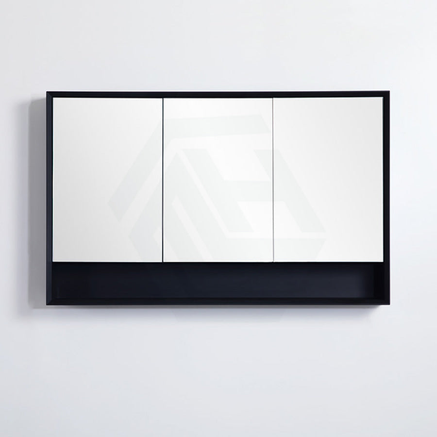 600/750/900/1200/1500Mm Petra Shaving Cabinet With Mirror Pvc Board Wall Hung Storage Matt Black