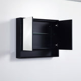 600/750/900/1200/1500Mm Petra Shaving Cabinet With Mirror Pvc Board Wall Hung Storage Matt Black