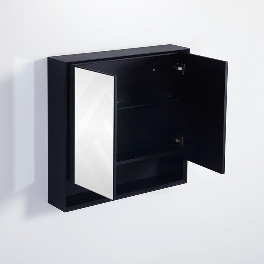 600/750/900/1200/1500Mm Petra Shaving Cabinet With Mirror Pvc Board Wall Hung Storage Matt Black