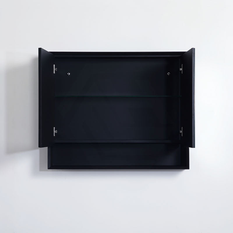 600/750/900/1200/1500Mm Petra Shaving Cabinet With Mirror Pvc Board Wall Hung Storage Matt Black