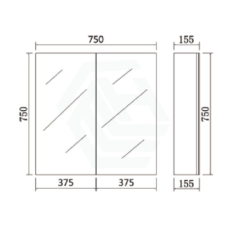 600/750/900/1200/1500Mm Pvc Pencil Edge Concrete Grey Shaving Cabinet With Mirror Tempered Glass