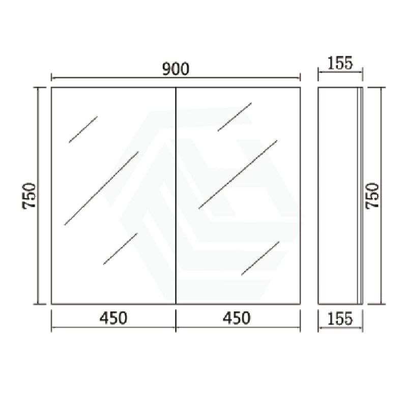 600/750/900/1200/1500Mm Pvc Pencil Edge Concrete Grey Shaving Cabinet With Mirror Tempered Glass