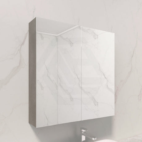 600/750/900/1200/1500Mm Pvc Pencil Edge Concrete Grey Shaving Cabinet With Mirror Tempered Glass