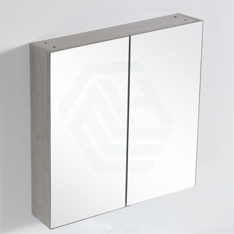 600/750/900/1200/1500Mm Pvc Pencil Edge Concrete Grey Shaving Cabinet With Mirror Tempered Glass