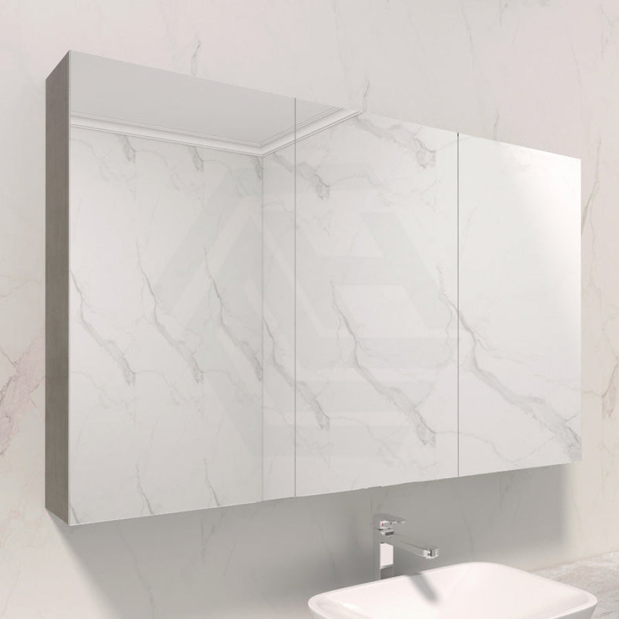 600/750/900/1200/1500Mm Pvc Pencil Edge Concrete Grey Shaving Cabinet With Mirror Tempered Glass