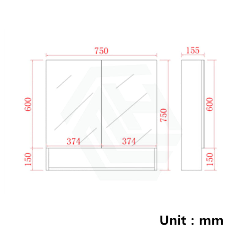 600/750/900/1200/1500Mm Shaving Cabinet With Mirror Pvc Board Wall Hung Storage Stella Oak