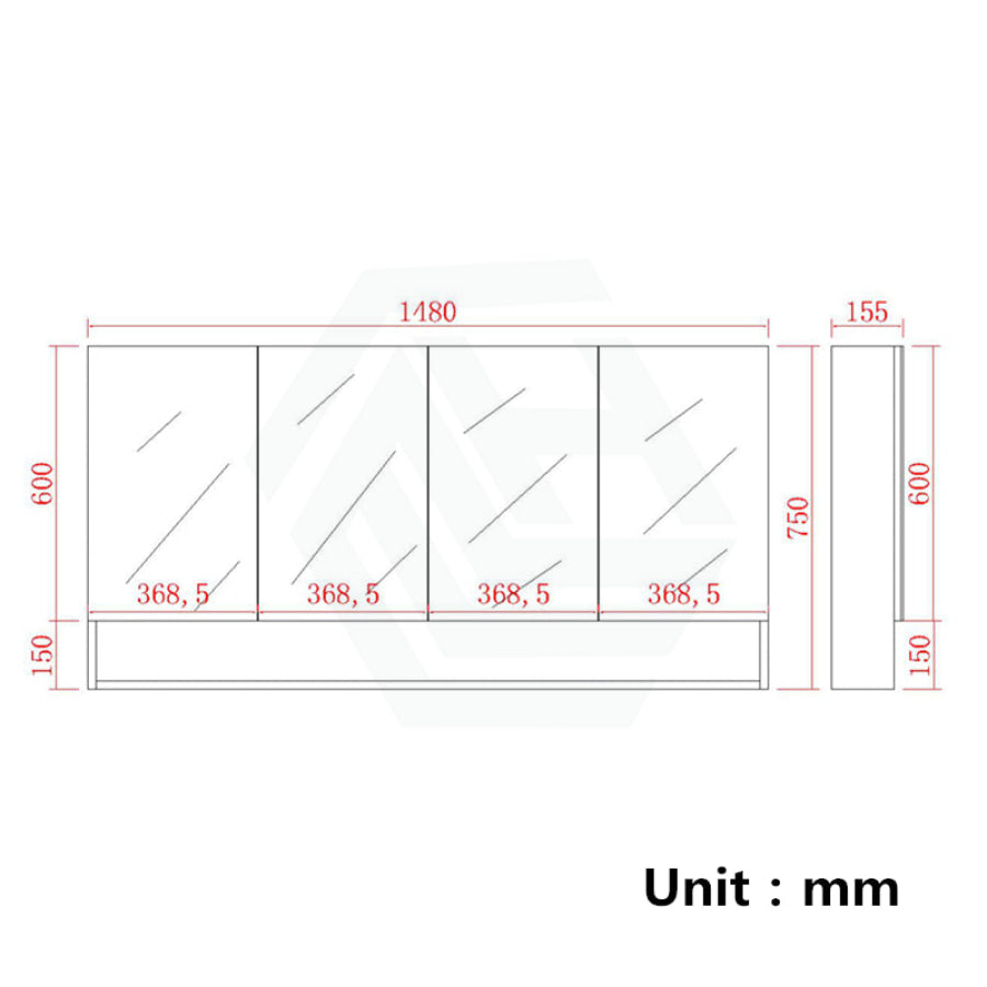 600/750/900/1200/1500Mm Shaving Cabinet With Mirror Pvc Board Wall Hung Storage Stella Oak