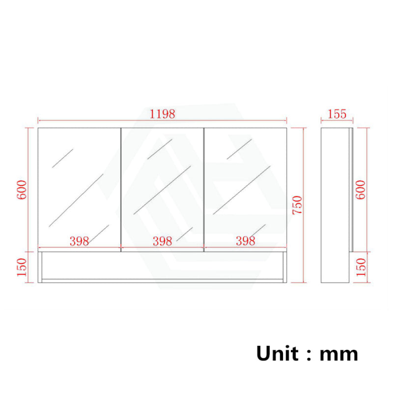 600/750/900/1200/1500Mm Shaving Cabinet With Mirror Pvc Board Wall Hung Storage Stella Oak