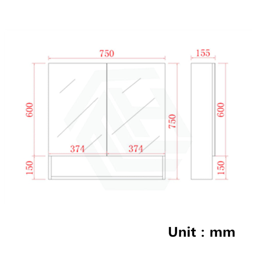 600/750/900/1200/1500Mm Shaving Cabinet With Mirror Pvc Board Wall Hung Storage Stella Walnut