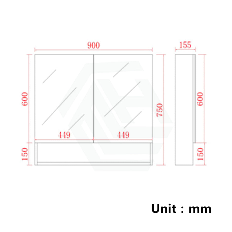 600/750/900/1200/1500Mm Shaving Cabinet With Mirror Pvc Board Wall Hung Storage Stella Walnut