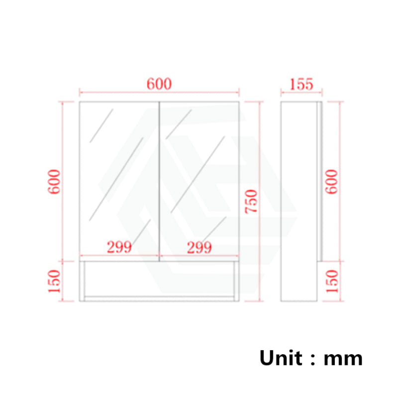 600/750/900/1200/1500Mm Shaving Cabinet With Mirror Pvc Board Wall Hung Storage Stella Walnut