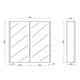 600/750/900/1200/1500Mm White Oak Wood Grain Pvc Filmed Wall Hung Shaving Cabinet 750Mm Cabinets