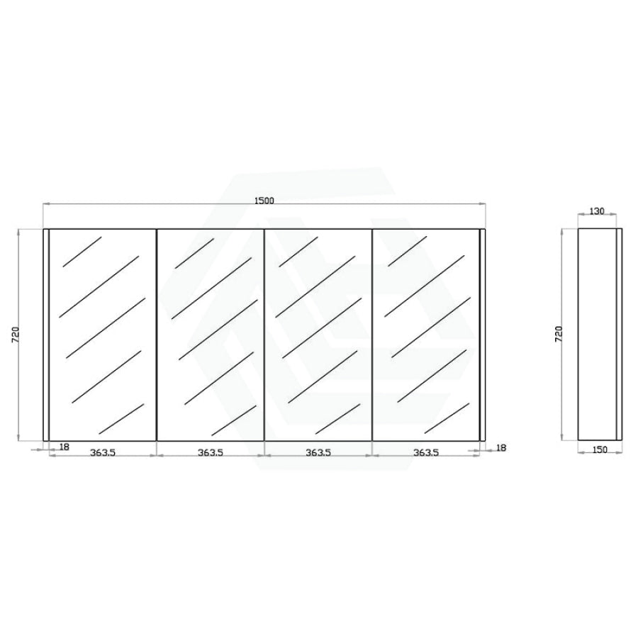 600/750/900/1200/1500Mm White Oak Wood Grain Pvc Filmed Wall Hung Shaving Cabinet 1500Mm Cabinets