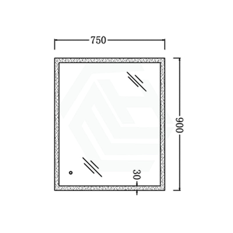 600/750/900/1200Mm Led Wall Mirror Right Angle Frameless Light On Rim 750X900Mm