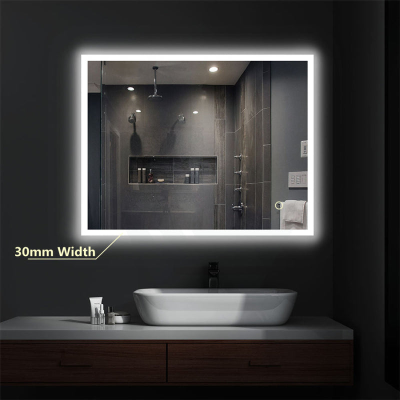 600/750/900/1200Mm Led Wall Mirror Right Angle Frameless Light On Rim 900X750Mm