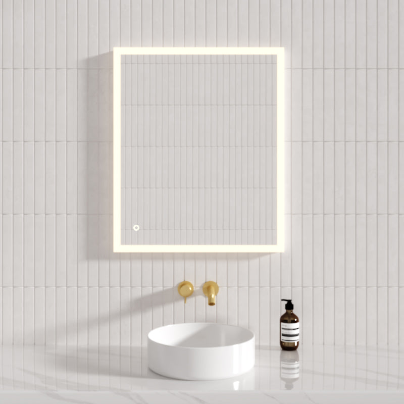 600/750/900/1200Mm Led Wall Mirror Right Angle Frameless Light On Rim Horizontal/Vertical