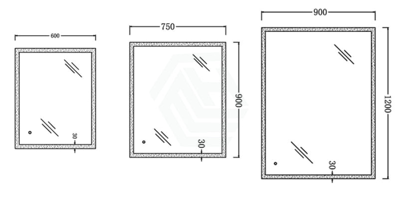 600/750/900/1200Mm Led Wall Mirror Right Angle Frameless Light On Rim