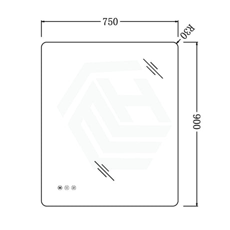 600/750/900/1200Mm Rectangle Frameless Led Mirror Motion Sensor Auto On Backlit 750X900Mm Led