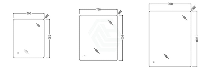 600/750/900/1200Mm Led Mirror Backlit Rectangle Frameless Pc Lamp Shade