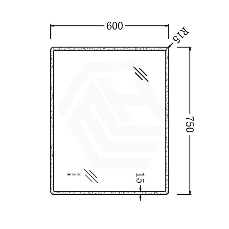 600/750/900/1200Mm Round Angle Frameless Led Wall Mirror Motion Sensor Auto On Light Rim 600X750Mm