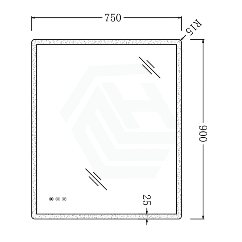 600/750/900/1200Mm Round Angle Frameless Led Wall Mirror Motion Sensor Auto On Light Rim Led Mirrors