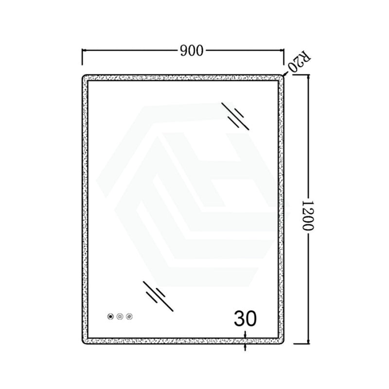 600/750/900/1200Mm Round Angle Frameless Led Wall Mirror Motion Sensor Auto On Light Rim 900X1200Mm