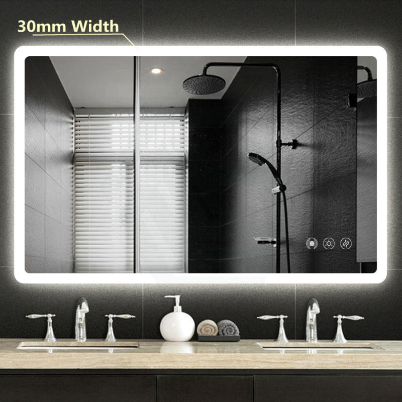 600/750/900/1200Mm Round Angle Frameless Led Wall Mirror Motion Sensor Auto On Light Rim Led Mirrors