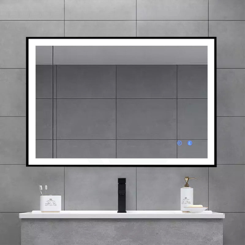 600/750/900Mm Led Mirror Square Black Framed Demister 900X750Mm