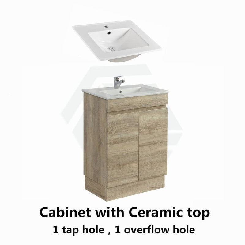 600-750Mm Narrow Berge Freestanding Bathroom Floor Vanity Kickboard White Oak Wood Grain Left/Right