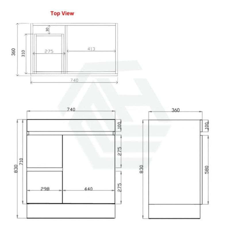 600-750Mm Narrow Berge Freestanding Bathroom Floor Vanity Kickboard White Oak Wood Grain Left/Right