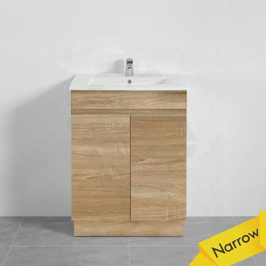 600-750Mm Narrow Berge Freestanding Bathroom Floor Vanity Kickboard White Oak Wood Grain Left/Right