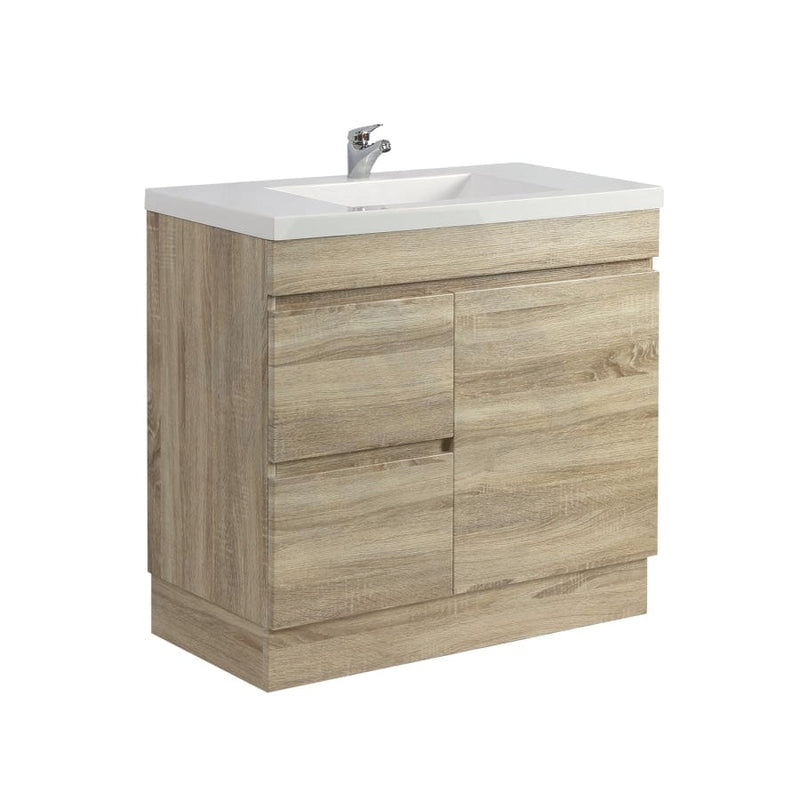 600-750Mm Narrow Berge Freestanding Bathroom Floor Vanity Kickboard White Oak Wood Grain Left/Right