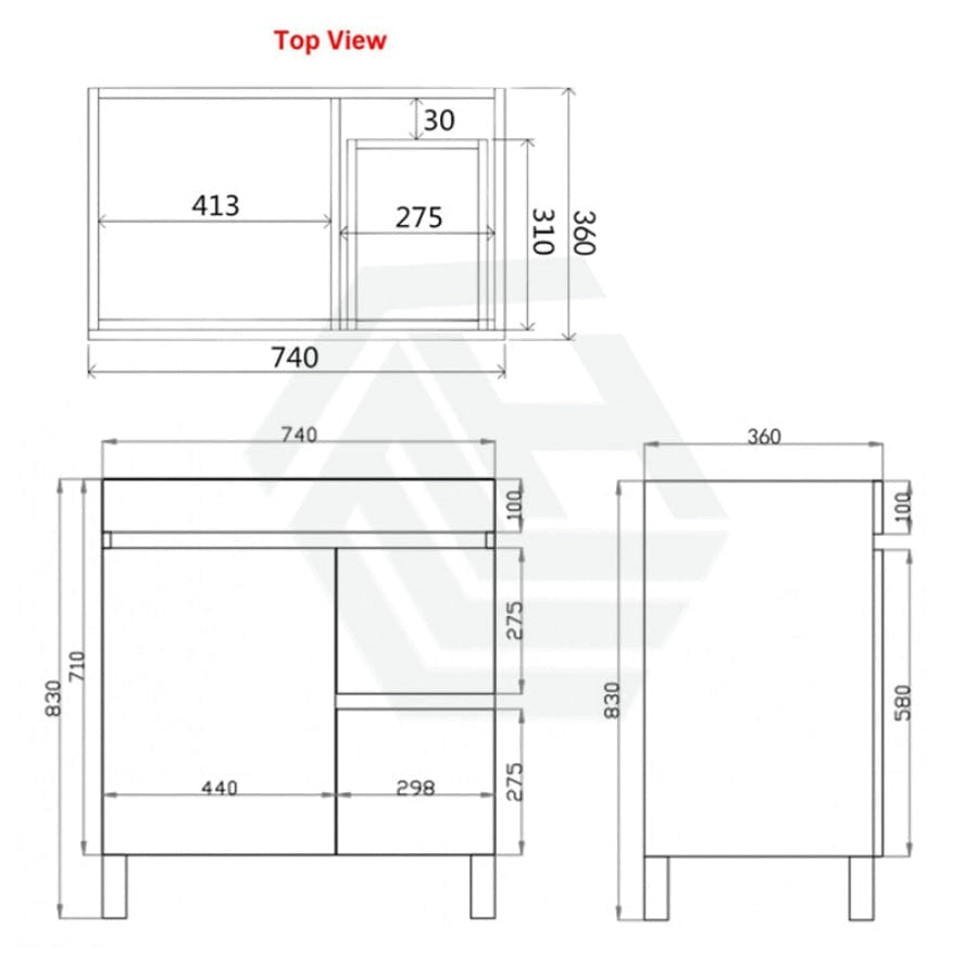 600-750Mm Narrow Berge Freestanding Bathroom Floor Vanity White Oak Wood Grain Left/Right Side Pvc