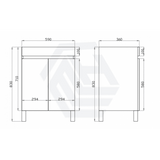 600-750Mm Narrow Berge Freestanding Bathroom Floor Vanity White Oak Wood Grain Left/Right Side Pvc