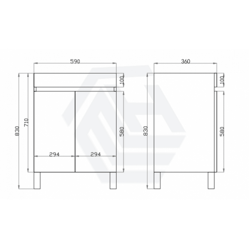 600-750Mm Narrow Berge Freestanding Bathroom Floor Vanity White Oak Wood Grain Left/Right Side Pvc