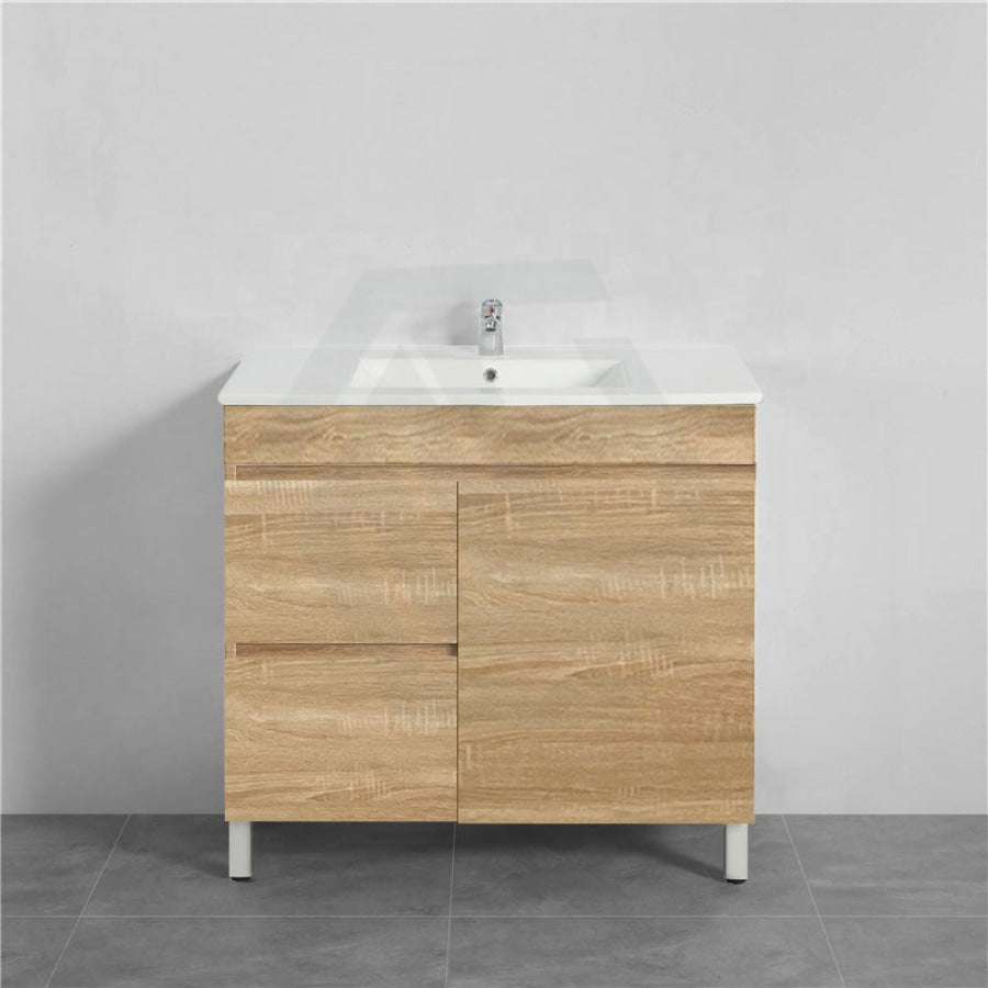 600-750Mm Narrow Berge Freestanding Bathroom Floor Vanity White Oak Wood Grain Left/Right Side Pvc