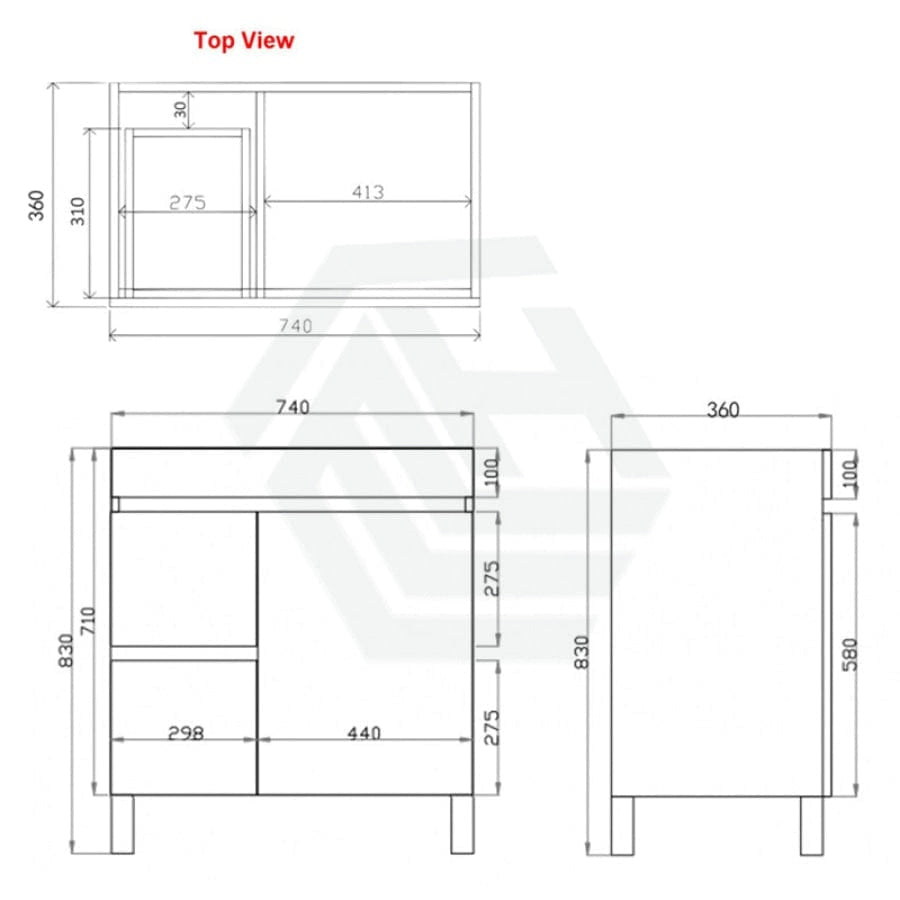 600-750Mm Narrow Berge Freestanding Bathroom Floor Vanity White Oak Wood Grain Left/Right Side Pvc