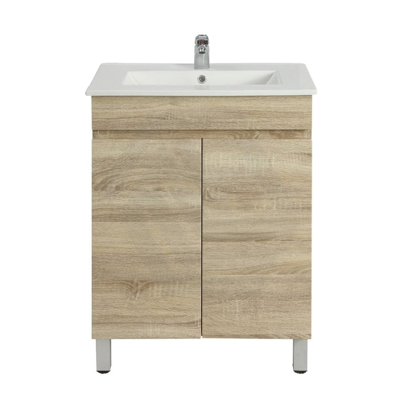 600-750Mm Narrow Berge Freestanding Bathroom Floor Vanity White Oak Wood Grain Left/Right Side Pvc