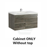 600/750Mm Narrow Berge Wall Hung Bathroom Floating Vanity Dark Grey Wood Grain Pvc Filmed Cabinet