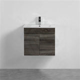 600/750Mm Narrow Berge Wall Hung Bathroom Floating Vanity Dark Grey Wood Grain Pvc Filmed Cabinet