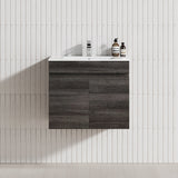 600/750Mm Narrow Berge Wall Hung Bathroom Floating Vanity Dark Grey Wood Grain Pvc Filmed Cabinet