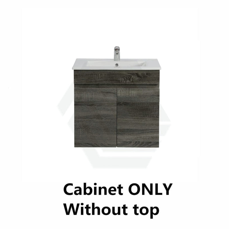 600/750Mm Narrow Berge Wall Hung Bathroom Floating Vanity Dark Grey Wood Grain Pvc Filmed Cabinet