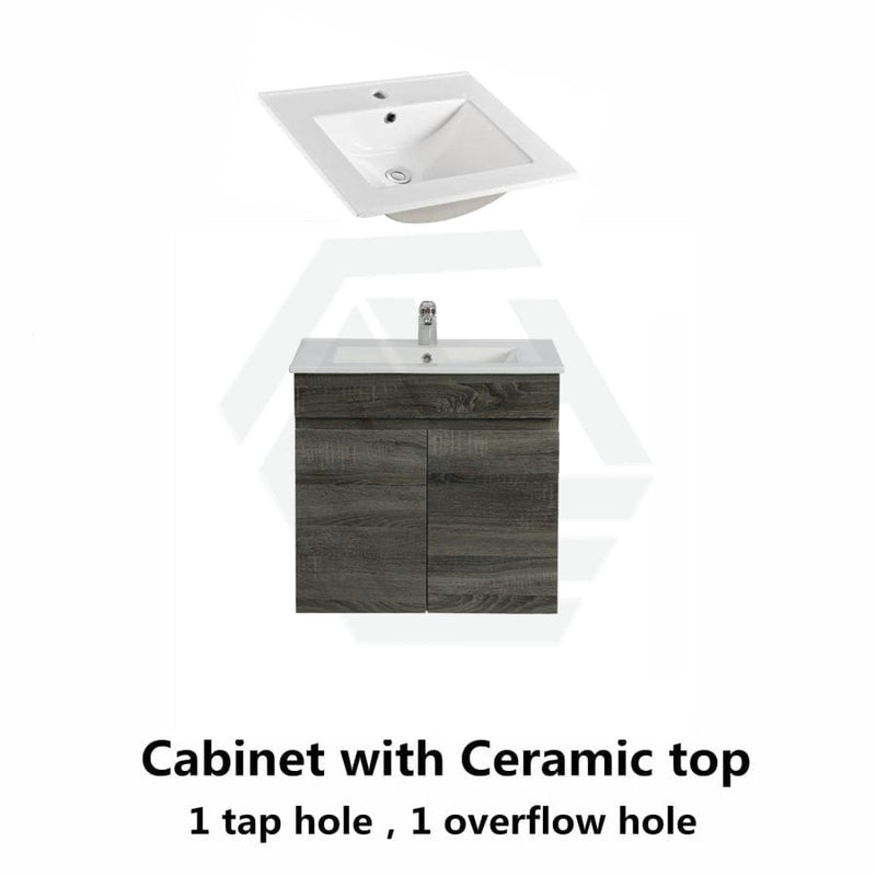 600/750Mm Narrow Berge Wall Hung Bathroom Floating Vanity Dark Grey Wood Grain Pvc Filmed Cabinet