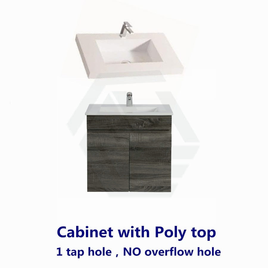 600/750Mm Narrow Berge Wall Hung Bathroom Floating Vanity Dark Grey Wood Grain Pvc Filmed Cabinet