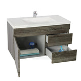 600/750Mm Narrow Berge Wall Hung Bathroom Floating Vanity Dark Grey Wood Grain Pvc Filmed Cabinet