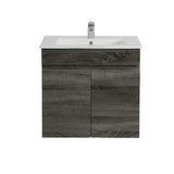 600/750Mm Narrow Berge Wall Hung Bathroom Floating Vanity Dark Grey Wood Grain Pvc Filmed Cabinet