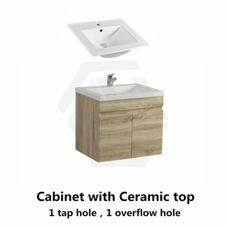 600-750Mm Berge Narrow Wall Hung Bathroom Vanity Left / Right Side Drawers White Oak Wood Grain Pvc