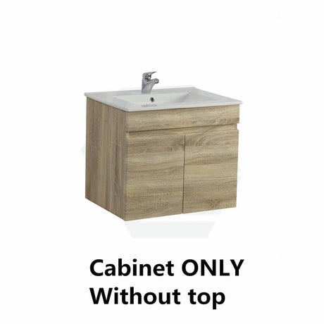 600-750Mm Berge Narrow Wall Hung Bathroom Vanity Left / Right Side Drawers White Oak Wood Grain Pvc