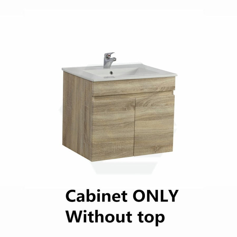 600-750Mm Berge Narrow Wall Hung Bathroom Vanity Left / Right Side Drawers White Oak Wood Grain Pvc