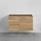 600/750Mm Narrow Berge Wall Hung Bathroom Vanity White Oak Wood Grain Pvc Filmed Cabinet Only &